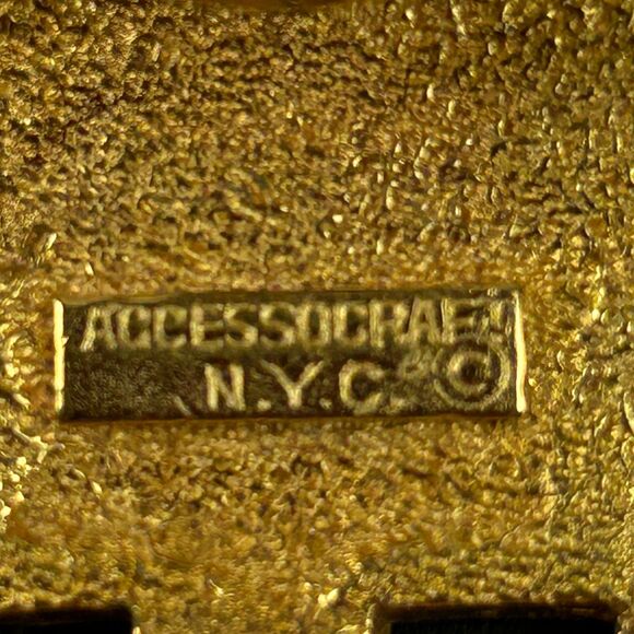 Vintage Accessocraft NYC Bold Interlocking Belt Buckle Gold Tone Signed main image 11